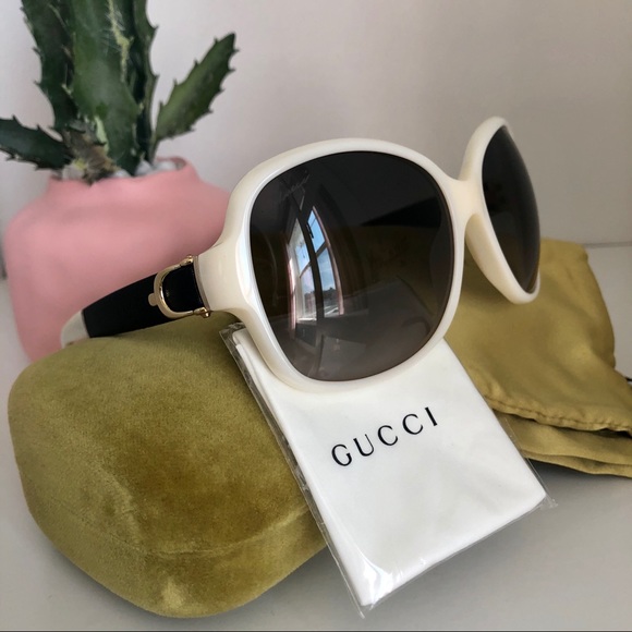 Gucci Accessories - NWT-Gucci White & Black Leather Accent Sunglasse